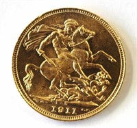 Australian 1911 gold Sovereign Sydney mint