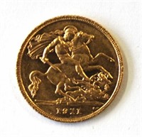 Australian 1911 gold Half Sovereign Sydney mint