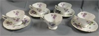 "Spring Violets" four demitasse cups/saucers