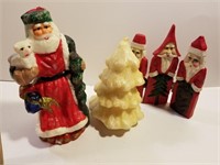 Vintage Christmas lot  folding Santa's & 2 candles