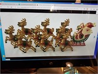 24 in vtg plastic light up table top Santa sleigh