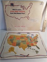 Vintage United States puzzle map new old stock