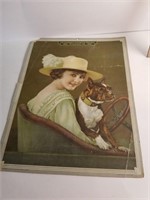 1921 antique insur. co. calendar / picture damaged
