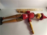 Antique wooden Pinocchio marionette puppet