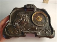 Exquisite antique art Nuvo woman wind up clock