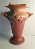 Antique Roseville pottery bleeding heart 7" vase
