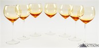 (7) Lenox Gems Amber Balloon Wine Glasses