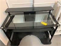 BLACK WOOD DESK WITH GLASS