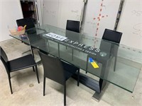GLASS CONFERENCE TABLE WITH CHAIRS