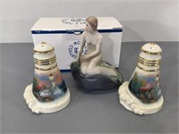 Royal Copenhagen Mermaid w/Lighthouse S&P Shakers