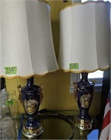 Pair Of Blue Porcelain Lamps