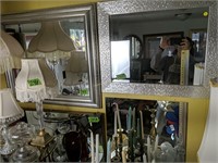 4 Wall Mirrors. Silver Frames Etc. Up To 38" Wide
