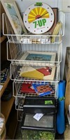 Wire Rack, Fish Tank, Games, Prints, 7 Up Clock