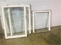 3 old wood framed window