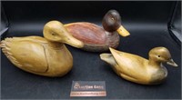 Set of 3 Carved Wood Ducks
