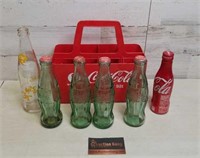 Coca-Cola 8 Pack Plastic Carrier w Misc Bottles