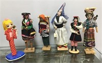 Group of vintage folk dolls