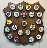 Vintage TEXACO hockey puck display