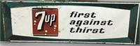 Vtg 7UP metal sign c.1960's 53.25x17.25"