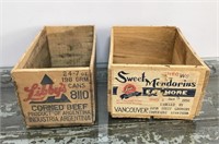 Pair of vintage wooden crates