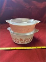 Pink Gooseberry Pyrex Covered Dishes