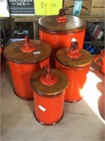 4 Piece Orange Ceramic Canister Set