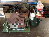 Model House, Lighted And Paper Mache Drummer Boy
