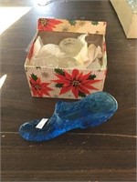 Blue Glass Shoe, Glass Salt Dips