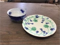 Flower Plate, Flow Blue Mush Bowl