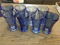 8 Blue Drinking Glasses