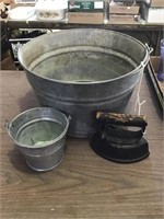 Galvanized Buckets 14x9, 5x5, Vintage Iron