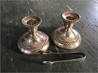 Sterling Silver Candle Stick Holders &  Appetizer
