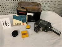 Yashica movie camera, case + contents