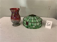 Stainglass lamp shade + decorative vase