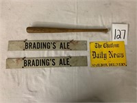 Tin signs + baseball bats