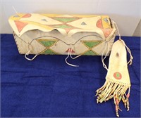 VINTAGE SIOUX PARFLECHE BOX, 19"X7"X6", WITH.....