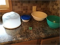 cake cover & plastic bowls