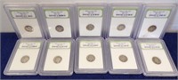 (10) MERCURY HEAD DIMES IN HOLDERS 1916-19