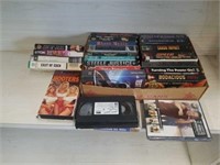 BOX OF CD'S, VHS TAPES