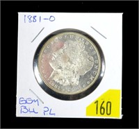 1881-O Morgan dollar, gem BU, P-L