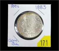 1883 Morgan dollar, gem BU