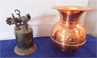 REPRODUCTION SPITTOON, BRASS TORCH TO GO