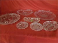 BEAUTIFUL GLASSWARE, 2 FROSTED AND RAISED PLATTER