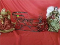 19" X9" METAL SLEIGH AND  2 ANGELS