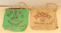 (2) VINTAGE CANVAS WATER BAGS-ONE MARKED "RODEO"..
