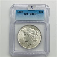 1923 Silver Peace Dollar ICQ MS64