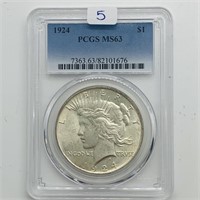 1924 Silver Peace PCGS MS63