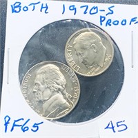 1970 S 2 Piece Proof  Dime and Nickle Set