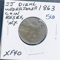 1863 JJ Diehl Undertaker Coin Essex, N.Y.