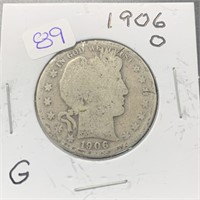 1906 O Barber Silver Half Dollar